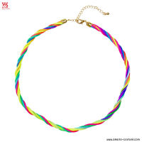 5-reihige, fluoreszierende, mehrfarbige Halskette
