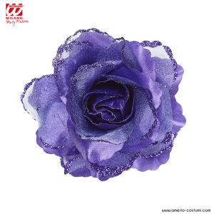 Hair clip with Rose with glitter - Violet