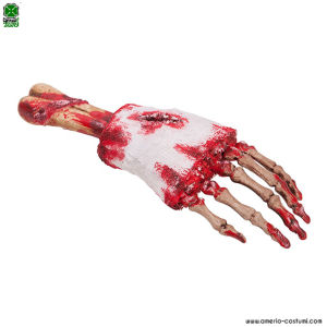 Skeleton hand with bloody bandage