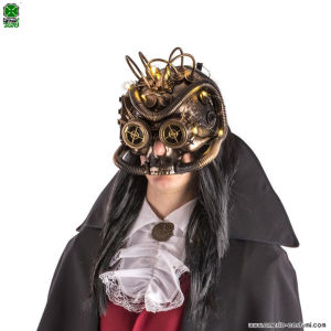 Gold Steampunk Half Face Mask with Lights