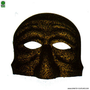 Flocked Gold and Black Pulcinella Mask