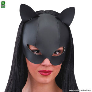 Schwarze Eco-Leder Katzenmaske