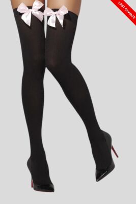 CALZE AUTOREGGENTI - NERE con FIOCCHI BIANCHI