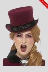 Viktorianischer Vampiress Hut – Bordeaux