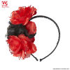 3 rot-schwarze Rosen Haarreif mit Glitzer