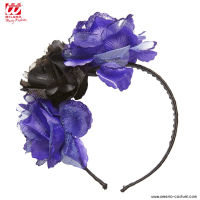 Cerchietto 3 Rose Viola-Nere con Glitter