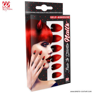 Cf. 12 Self-adhesive STILETTO NAILS - BLACK RED SHADES
