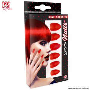 Cf. 12 Self-adhesive STILETTO NAILS - RED