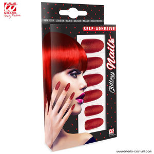 Cf. 12 Self-adhesive GLITTER NAILS - RED