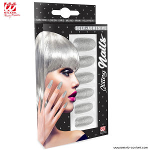 Cf. 12 SELF-ADHESIVE NAILS - IRIDESCENT SILVER
