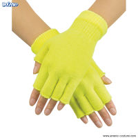 Neon wool fingerless gloves