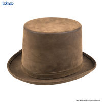Brown velvet top hat