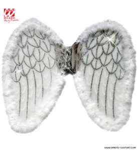 WHITE GLITTER WINGS WITH MARABOU