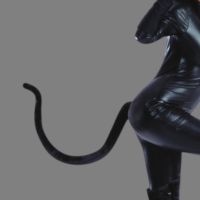 Cola de gato negra de peluche 70 cm