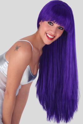 LANGE PERÜCKE MIT PONNY - LILA