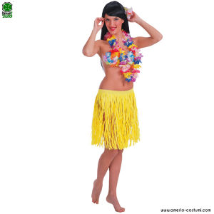 Hawaii yellow fluo skirt in raffia - 45 cm