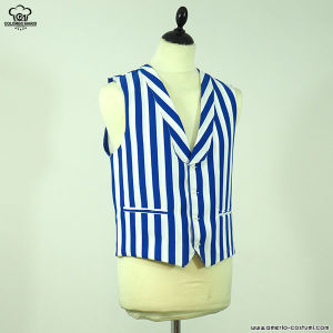 WAISTCOAT - WHITE/BLUE STRIPES