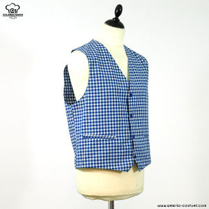 WAISTCOAT - WHITE/BLUE SQUARES