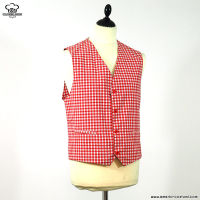 WAISTCOAT - WHITE/RED SQUARES