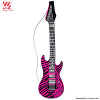 Guitarra inflable de cebra rosa
