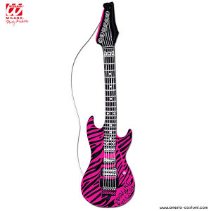Guitare gonflable zèbre rose