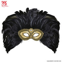 Domino mask garnished with gem and feathers