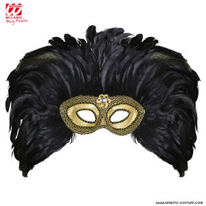 Domino mask garnished with gem and feathers