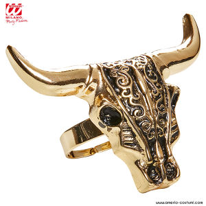 BAGUE CRÂNE DE BUFFLE EN OR