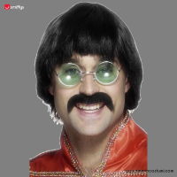 Peruca Beatles Anos 70 com Bigode