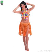 Hawaii fluo orange raffia skirt - 45 cm