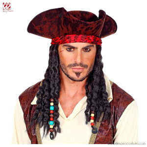 Tricórnio pirata con bandana y rastas