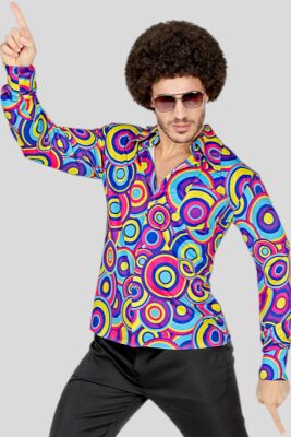 Camisa de Hombre de los 70 - BUBBLES AZUL