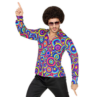 Camicia Uomo 70s Bubbles Blu