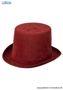 Pălărie Joben din catifea burgundă