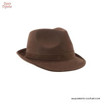 Trilby efeito couro marrom