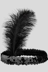 Stirnband mit Pailletten und schwarzer Feder