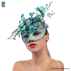 Aquamarine mask with decorations
