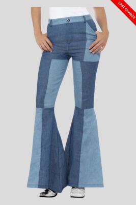 Pantaloni Patchwork Denim Albastru pentru Femei