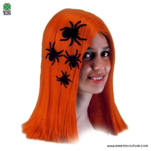 PELUCA NARANJA CON ARAÑAS