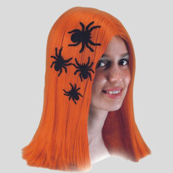 ORANGE WIG WITH SPIDERS