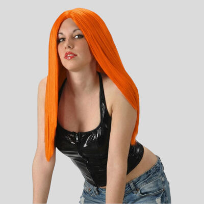 Orange Perücke mit Scheitel