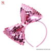 Tiara com laço em paetês Rosa