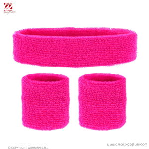 Fluoreszierendes Stirnband und Armband Set Rosa