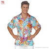 Camisa hawaiana con flores turquesas
