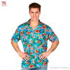 Camisa hawaiana azul con flores