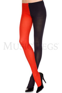Pantyhose Two Tone Opaque Black Red