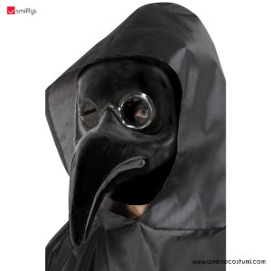 Schwarze Pestdoktor-Maske aus Pappmaché