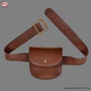 Belt with imitation leather pouch