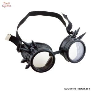 Schwarze Steampunk-Brille mit Spikes
