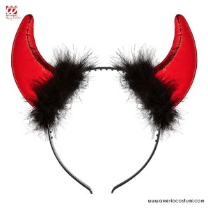 Red Metal Horns with Marabou